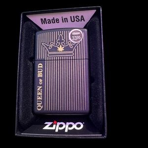 Zippo Queen of Bud Lighter,  Matte Finish, Crown Design with Maple Leaf,